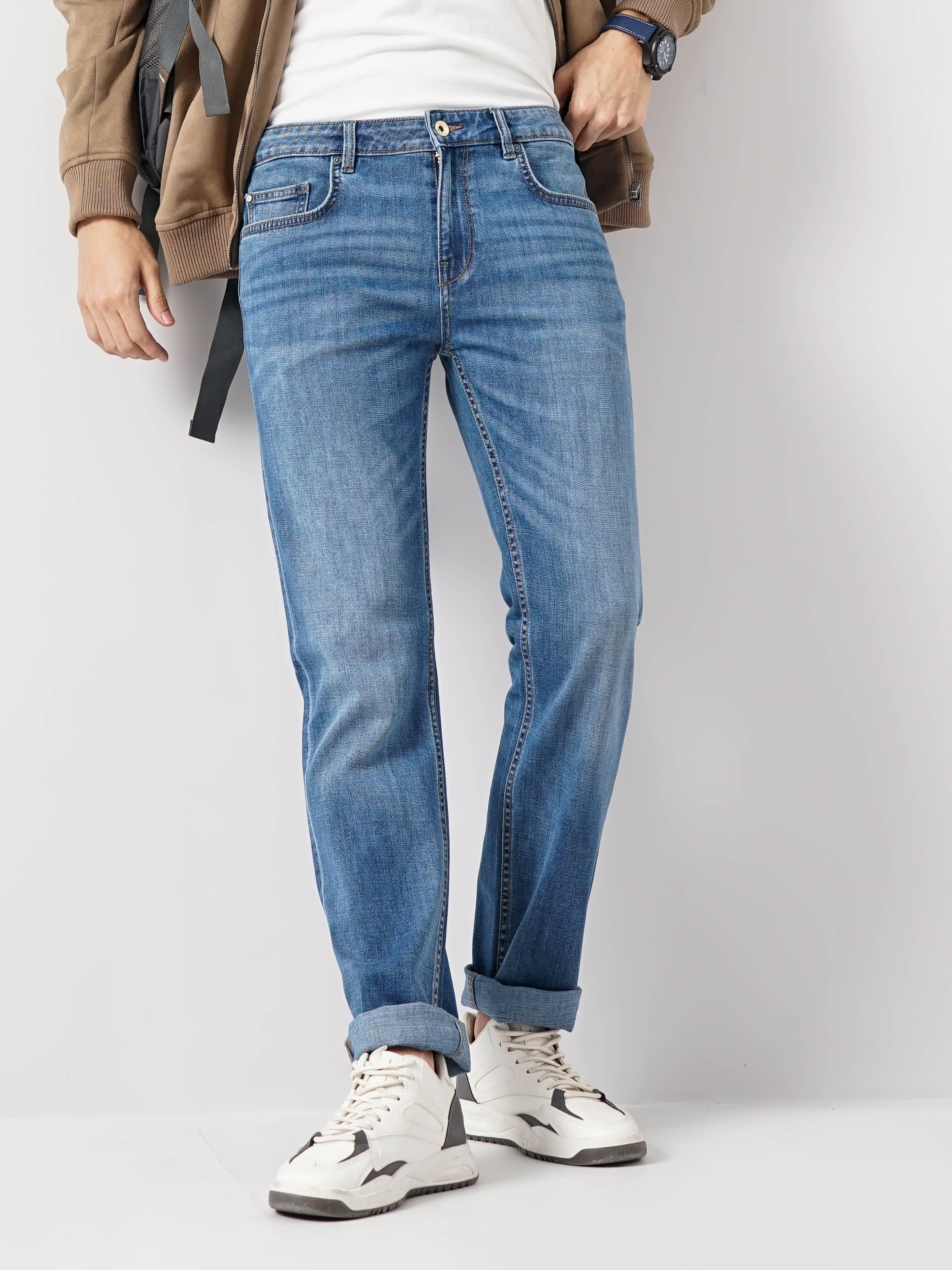 Blue Straight Slim Fit Soft Touch Jeans