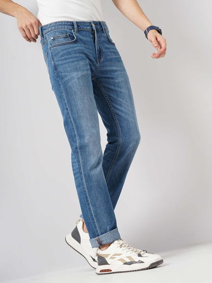 Blue Straight Slim Fit Soft Touch Jeans