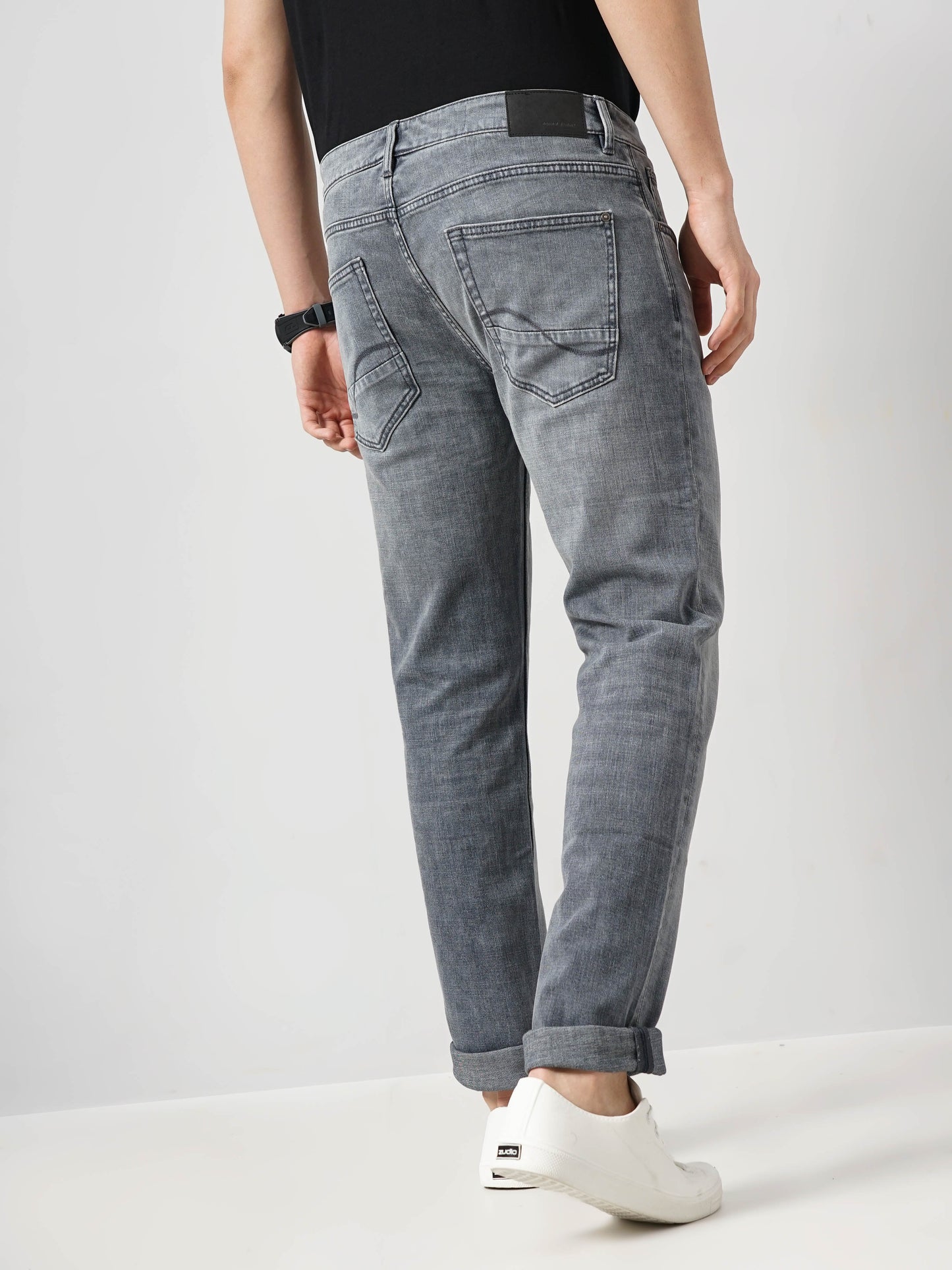 Grey Straight Slim Fit Soft Touch Jeans