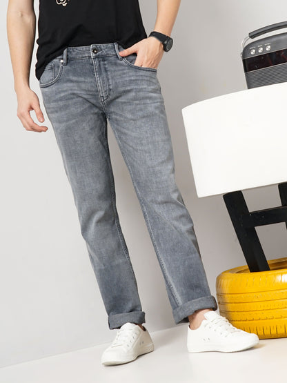 Grey Straight Slim Fit Soft Touch Jeans