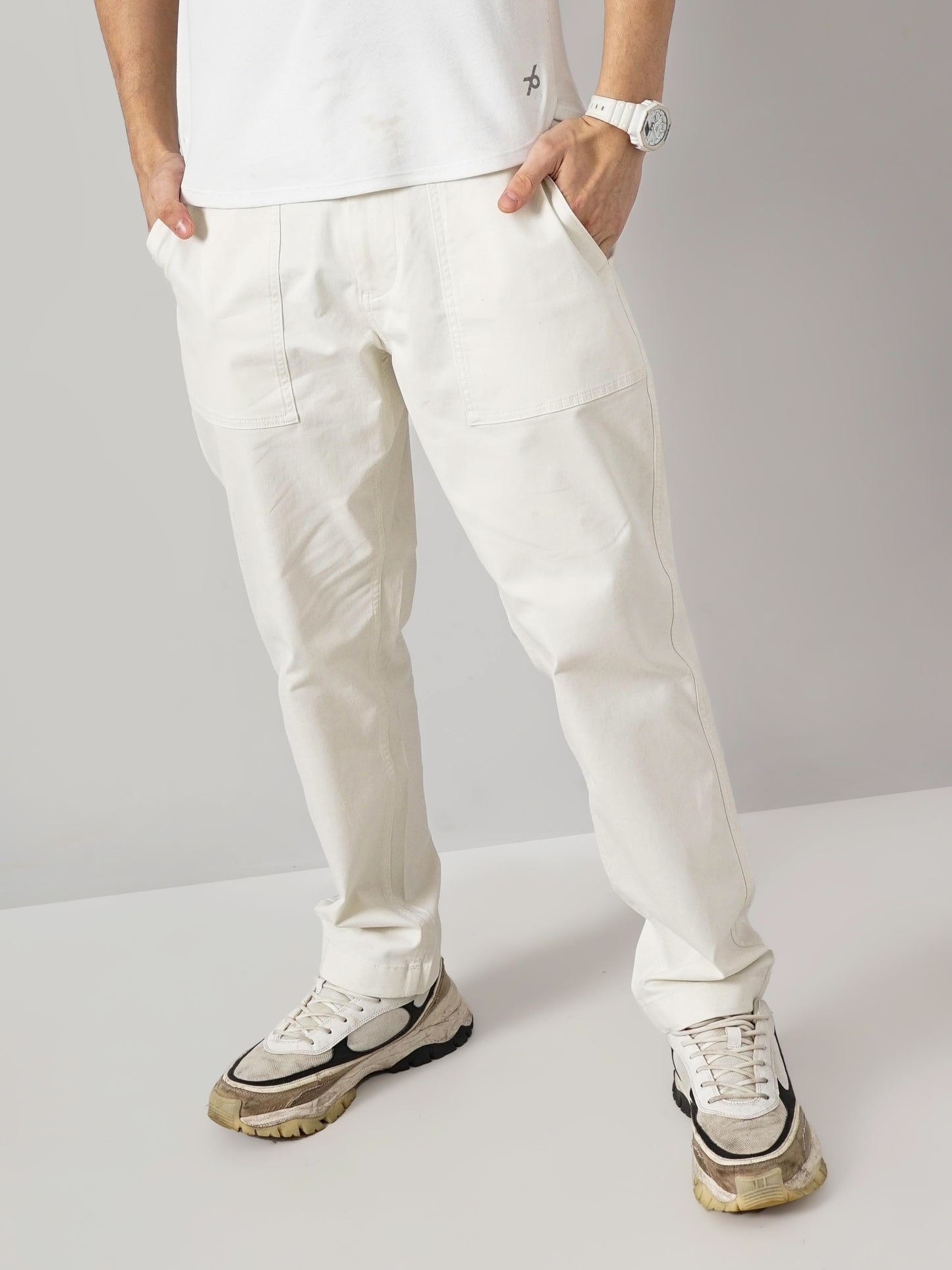 Beige Regular Fit Cargos