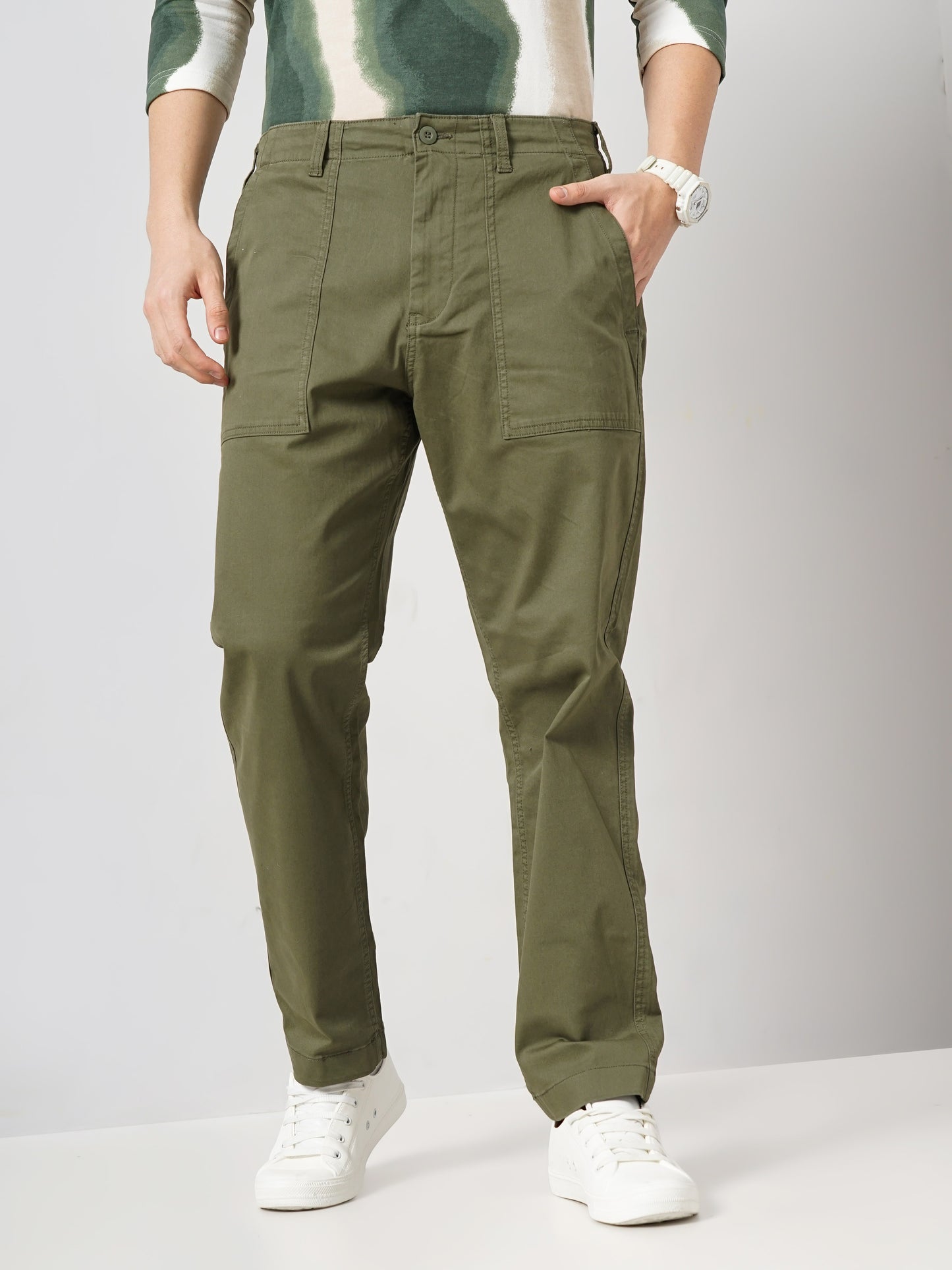 Olive Regular Fit Cargos