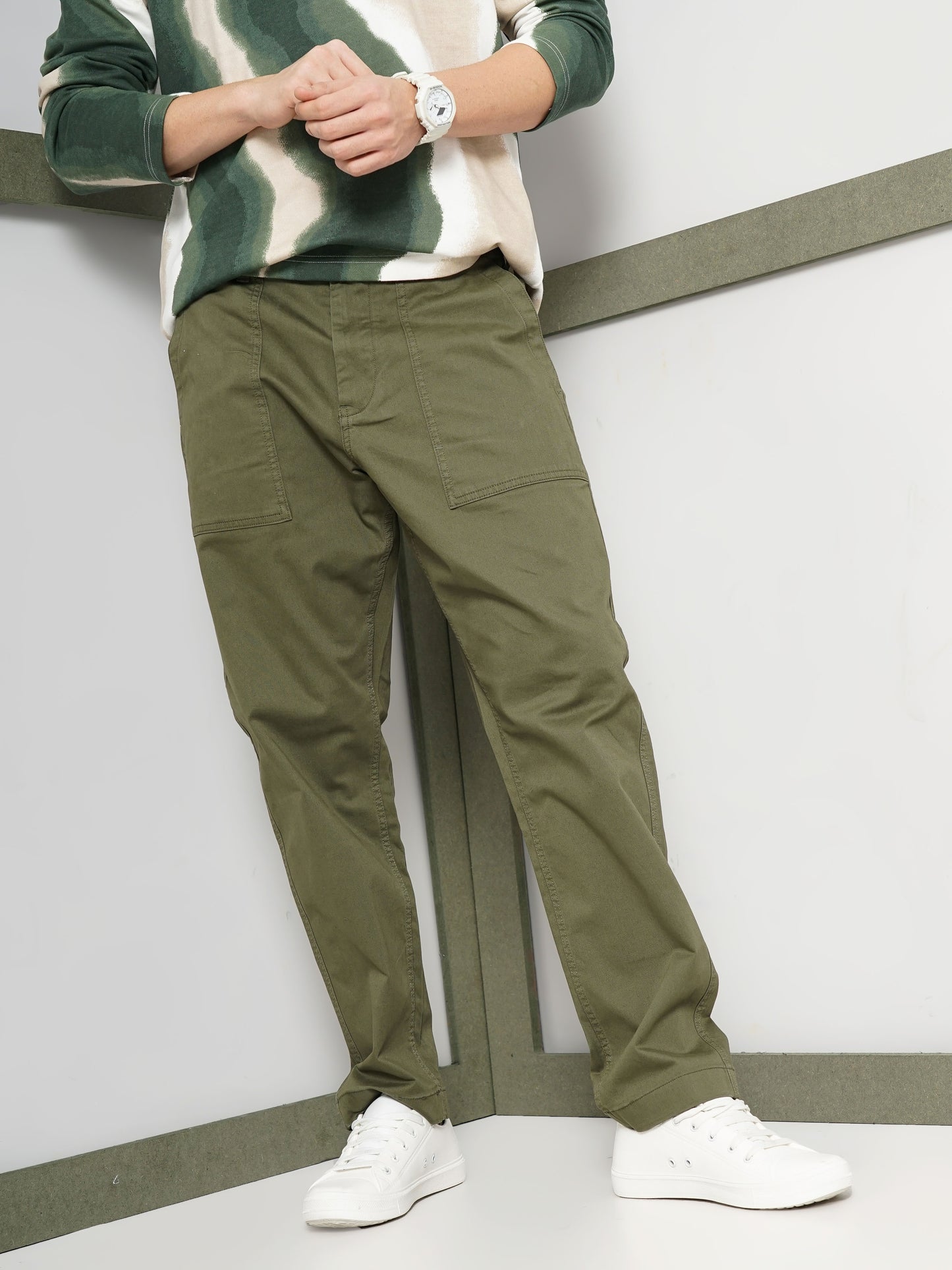 Olive Regular Fit Cargos