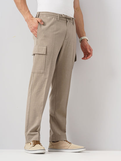 Beige Straight Fit Cargos