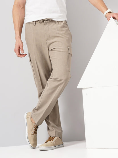 Beige Straight Fit Cargos