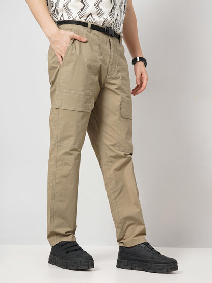 Beige Regular Fit Cargos