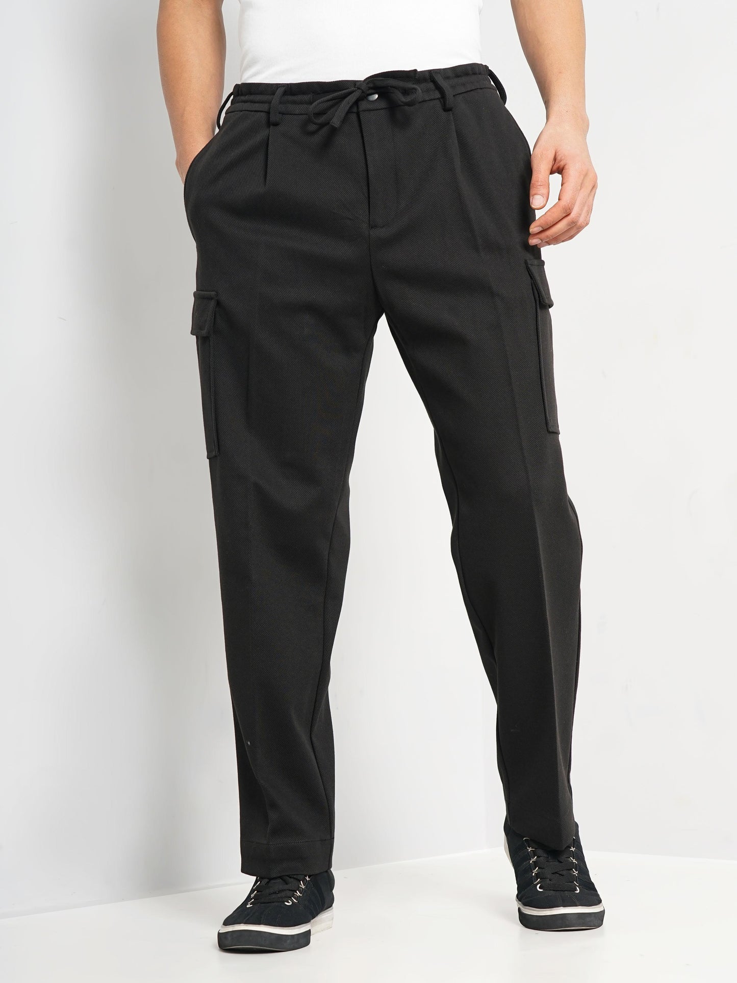 Black Straight Fit Cargos