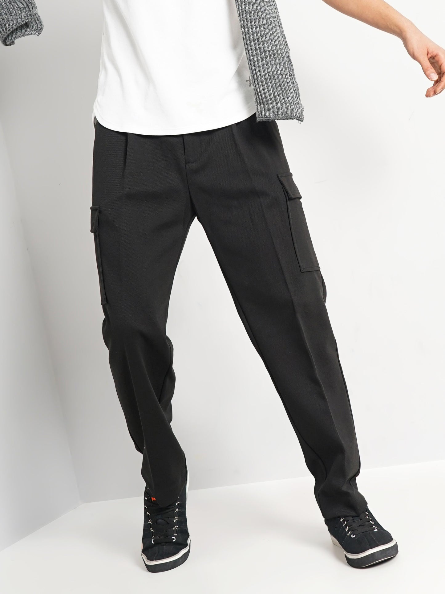 Black Straight Fit Cargos