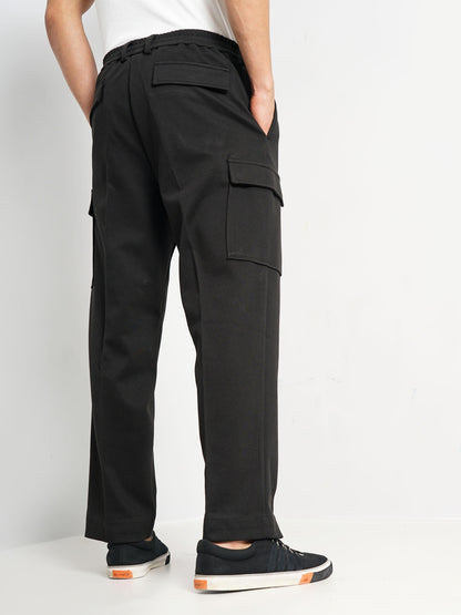 Black Straight Fit Cargos