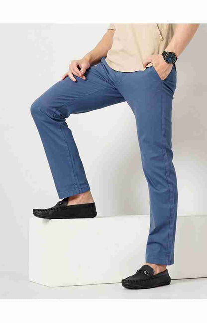 Blue Straight Fit Trousers