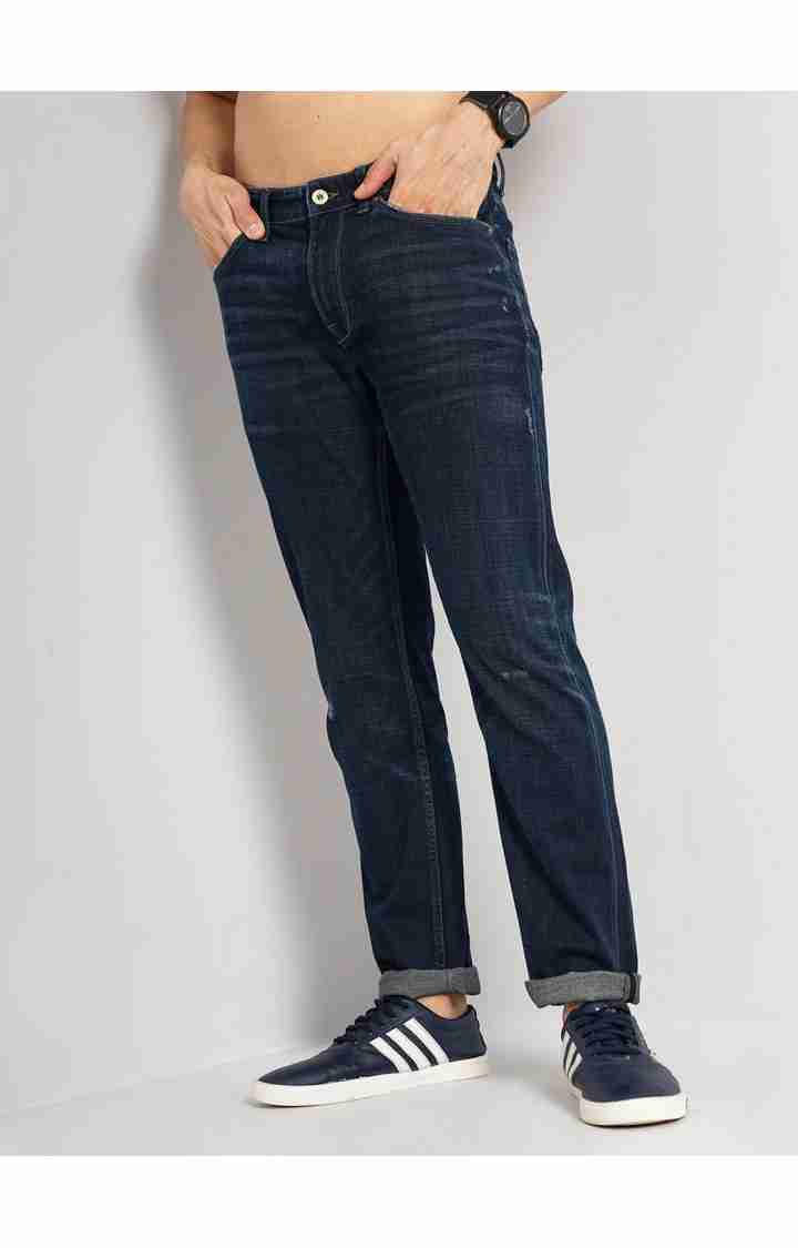 Navy Blue Straight Slim Fit Soft Touch Jeans