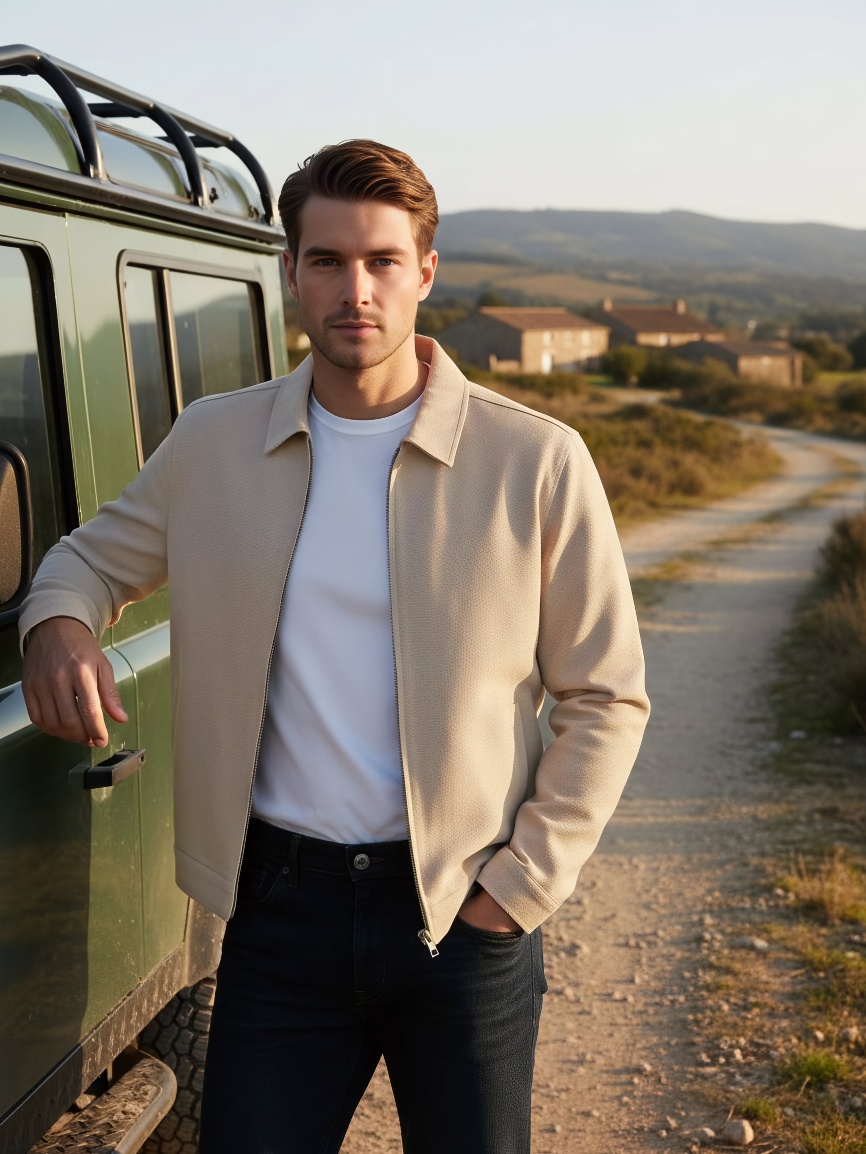 Celio Men Beige Solid Regular Fit Cotton Jackets