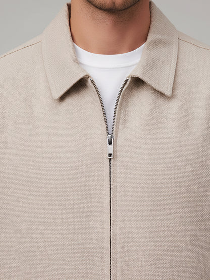 Celio* Men Beige Solid Regular Fit Cotton Jackets