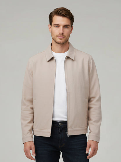 Celio* Men Beige Solid Regular Fit Cotton Jackets