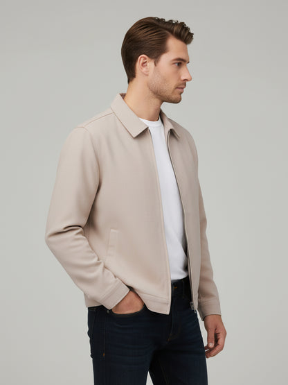 Celio* Men Beige Solid Regular Fit Cotton Jackets