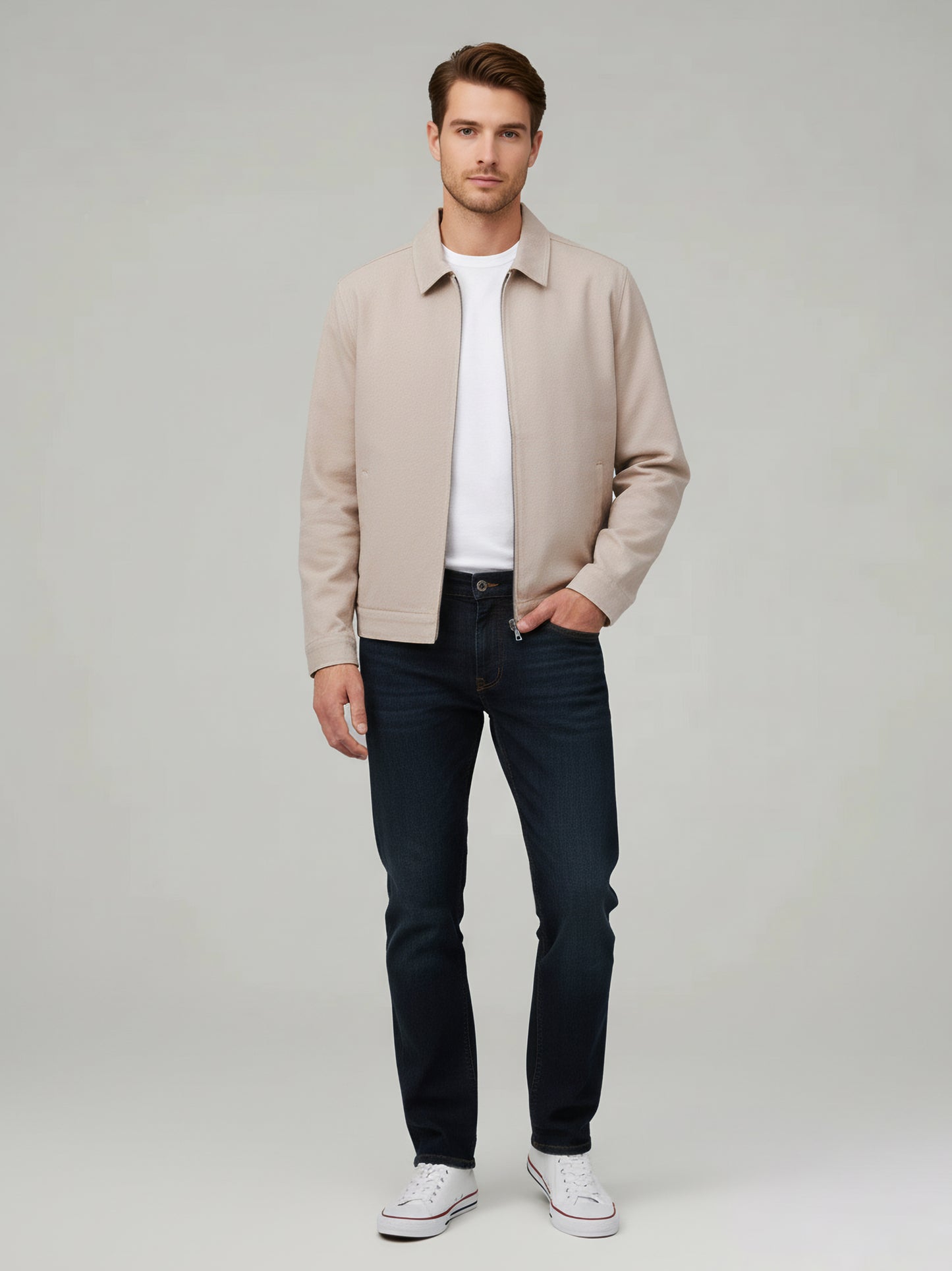 Celio* Men Beige Solid Regular Fit Cotton Jackets