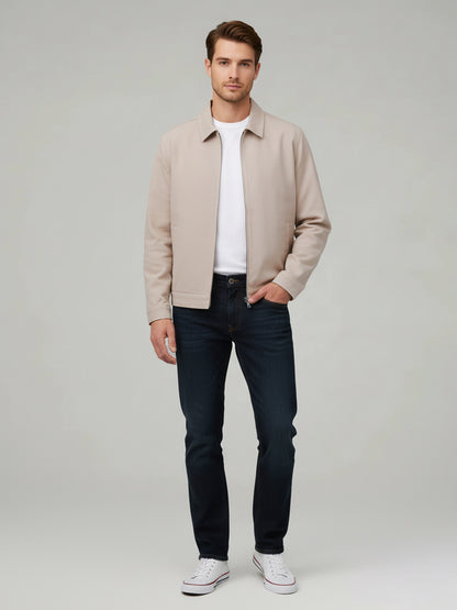 Celio* Men Beige Solid Regular Fit Cotton Jackets