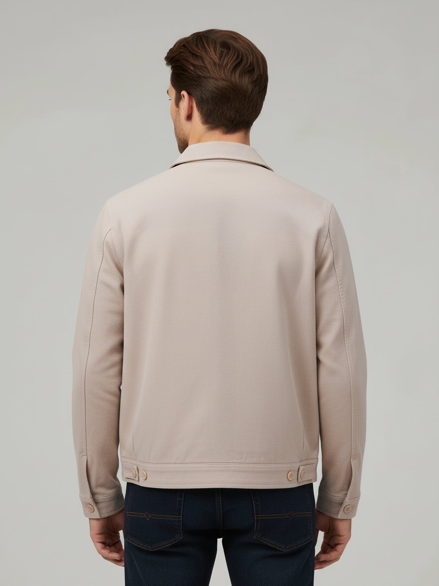 Celio* Men Beige Solid Regular Fit Cotton Jackets