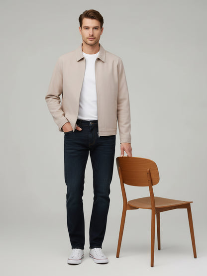 Celio* Men Beige Solid Regular Fit Cotton Jackets