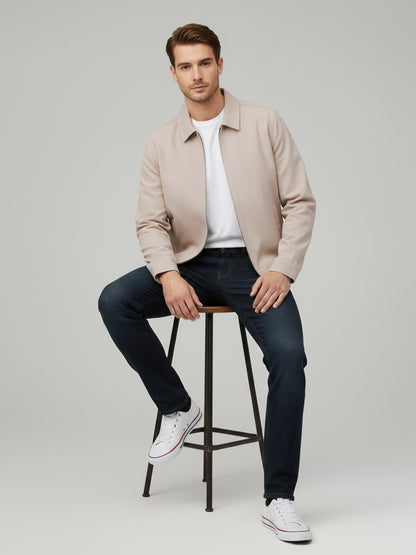 Celio* Men Beige Solid Regular Fit Cotton Jackets