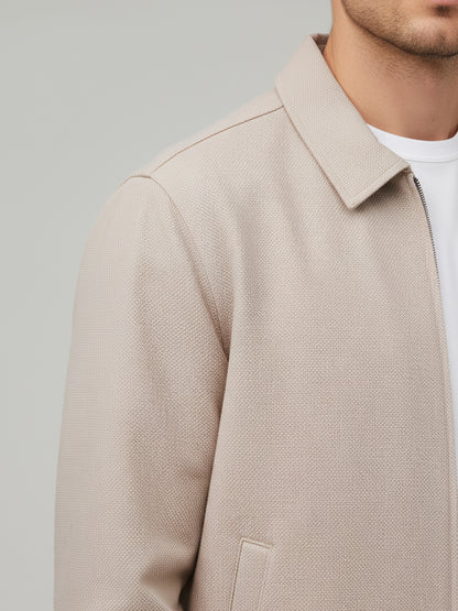 Celio* Men Beige Solid Regular Fit Cotton Jackets