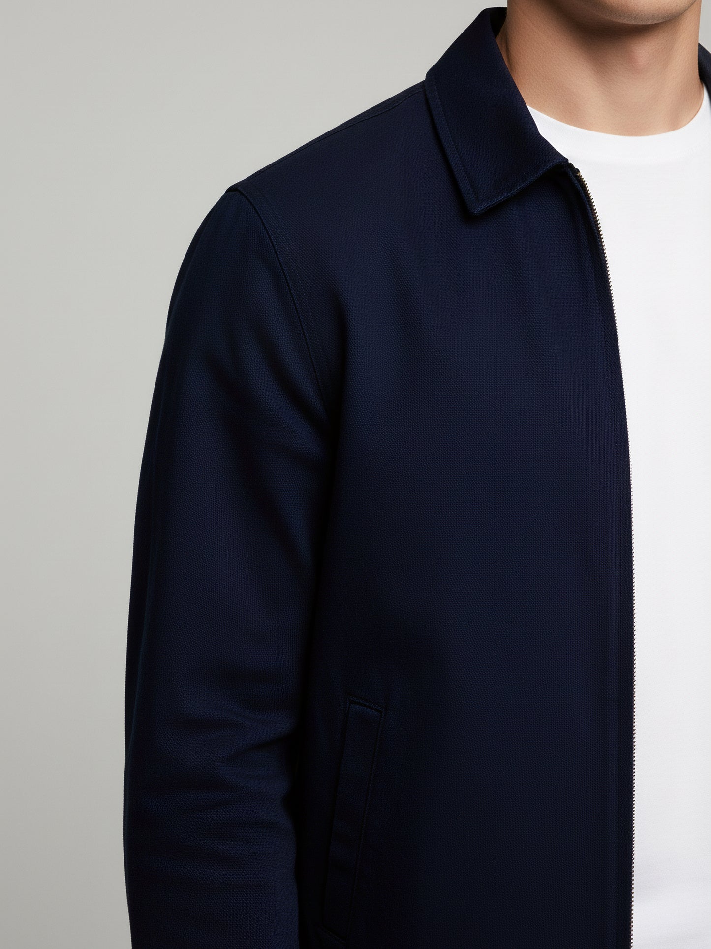 Celio* Men Navy Blue Solid Regular Fit Cotton Jackets