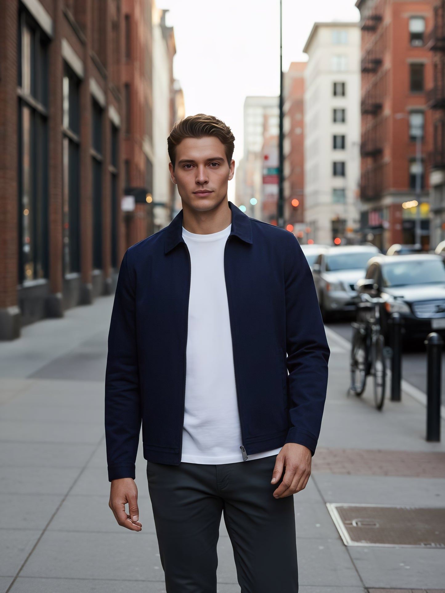 Celio* Men Navy Blue Solid Regular Fit Cotton Jackets