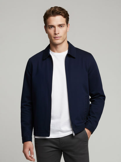 Celio* Men Navy Blue Solid Regular Fit Cotton Jackets