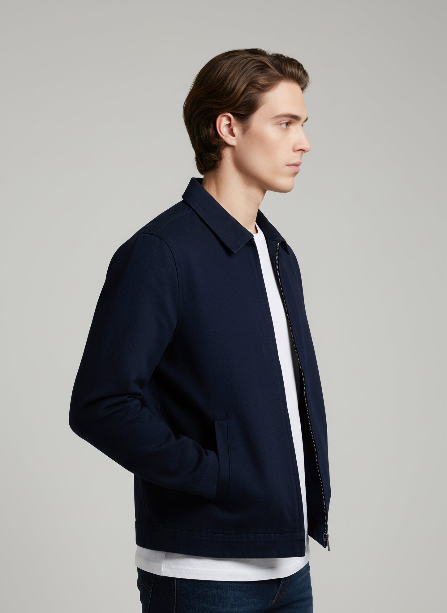 Celio* Men Navy Blue Solid Regular Fit Cotton Jackets