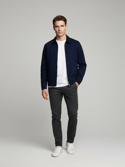 Celio* Men Navy Blue Solid Regular Fit Cotton Jackets