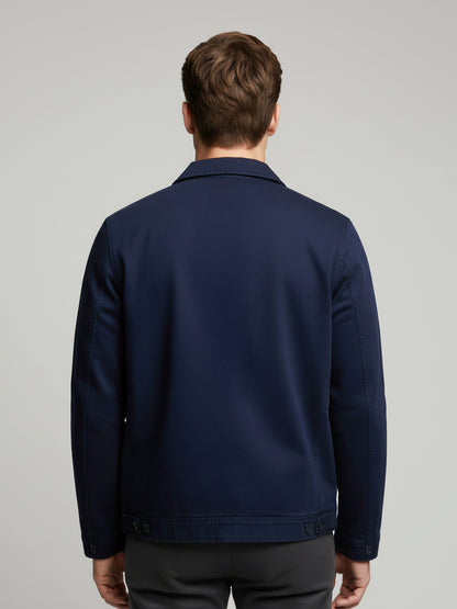 Celio* Men Navy Blue Solid Regular Fit Cotton Jackets