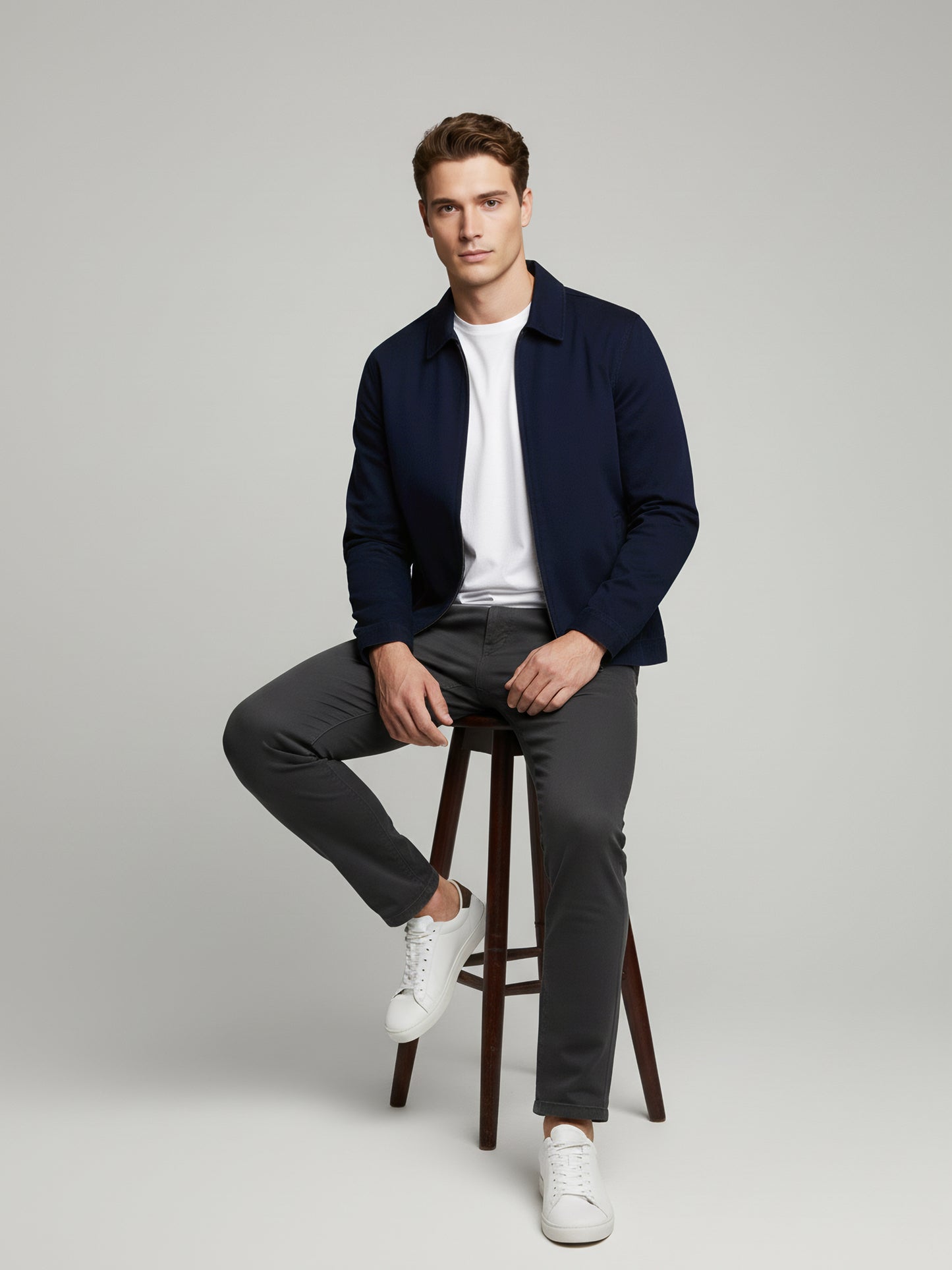 Celio* Men Navy Blue Solid Regular Fit Cotton Jackets