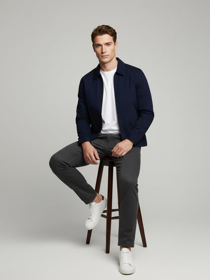 Celio* Men Navy Blue Solid Regular Fit Cotton Jackets