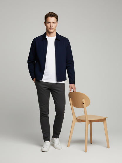 Celio* Men Navy Blue Solid Regular Fit Cotton Jackets