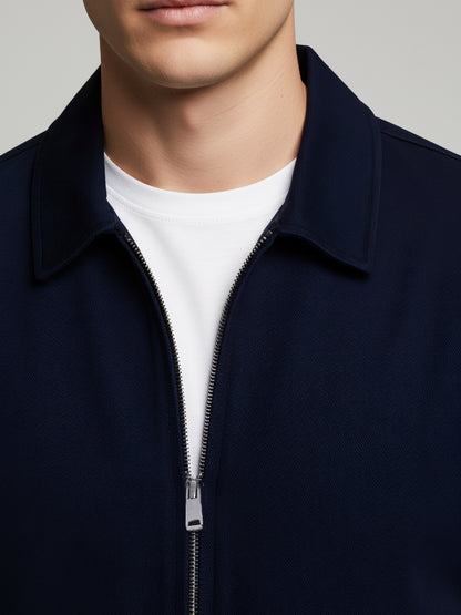 Celio* Men Navy Blue Solid Regular Fit Cotton Jackets