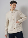 Celio* Solid Regular Fit Linen Off White Jacket