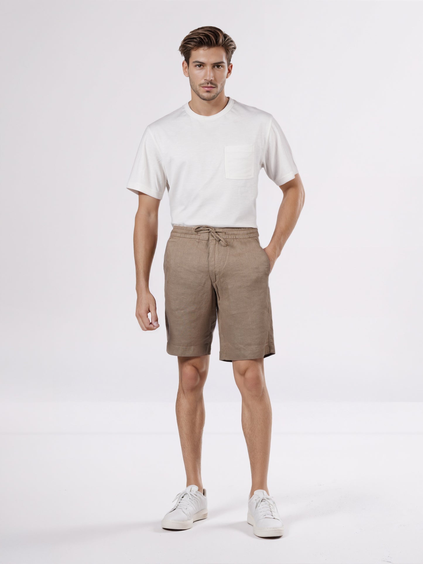 Celio* Men Brown Solid Bermuda Fit Linen Shorts
