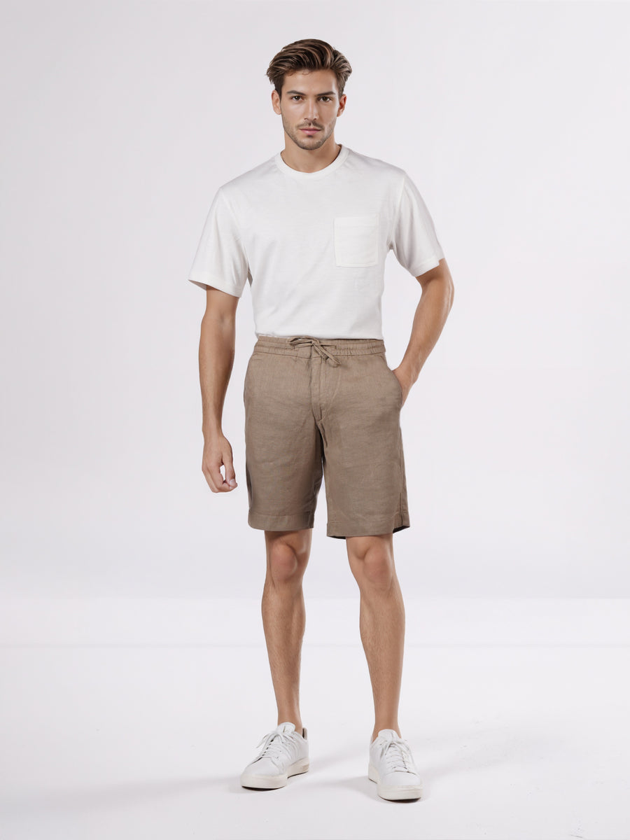 Celio* Men Brown Solid Bermuda Fit Linen Shorts