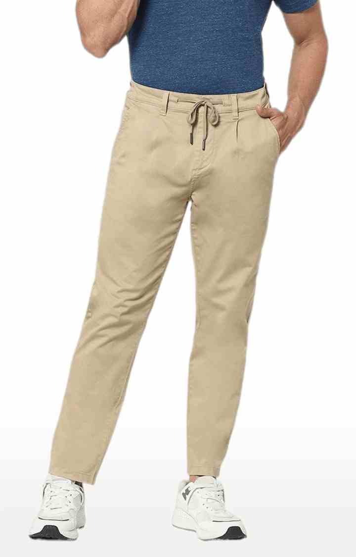 Beige Regular Fit Trousers