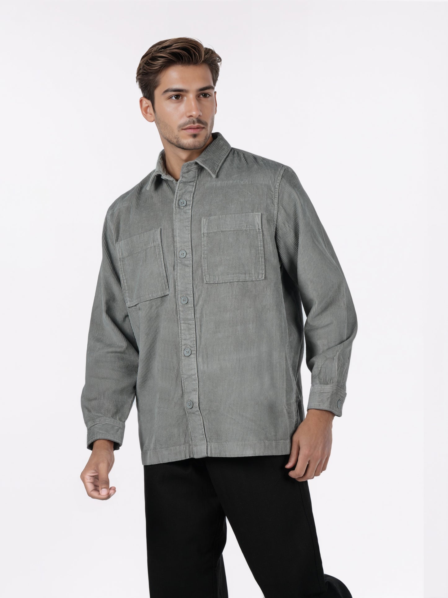 Celio* Men Grey Solid Overshirt Cotton Shirts