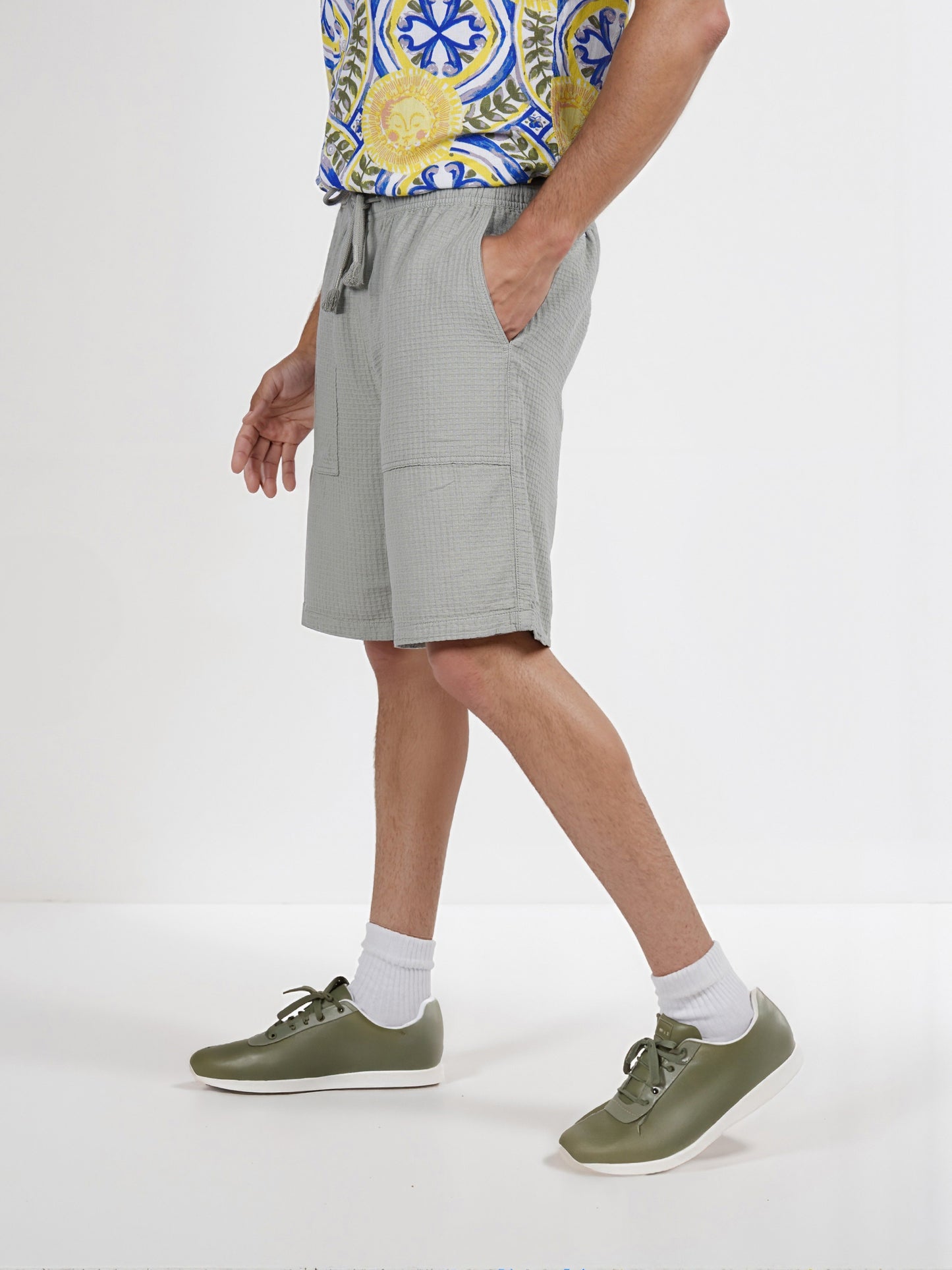 Celio* Cotton Regular Fit Green Bermuda