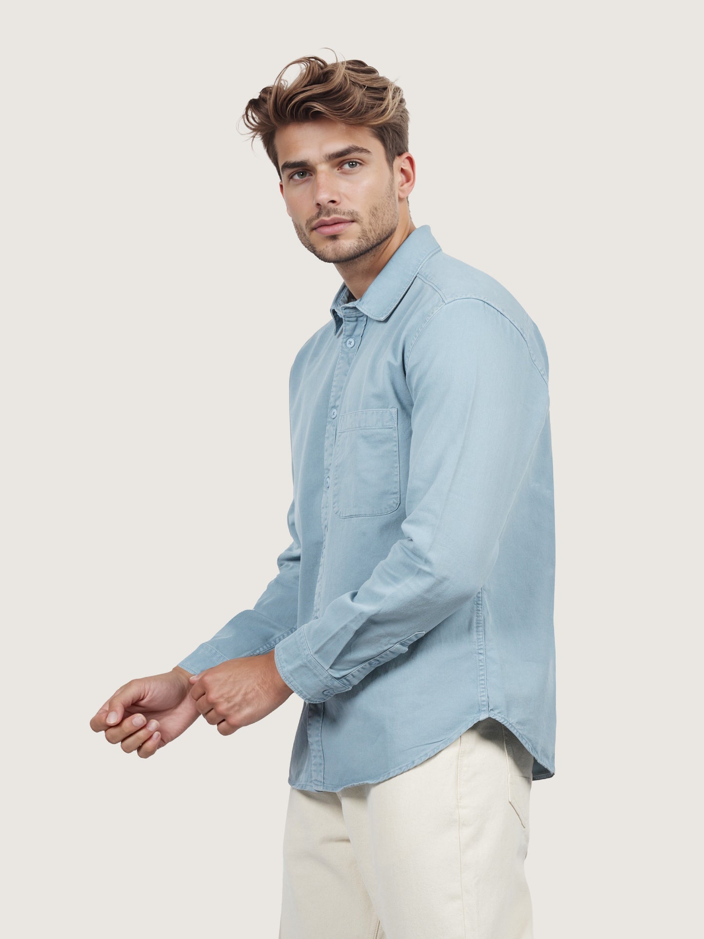 Celio* Men Blue Solid Regular Fit Cotton Shirt