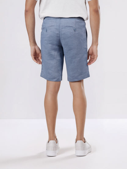 Celio* Men Blue Solid Bermuda Fit Linen Shorts