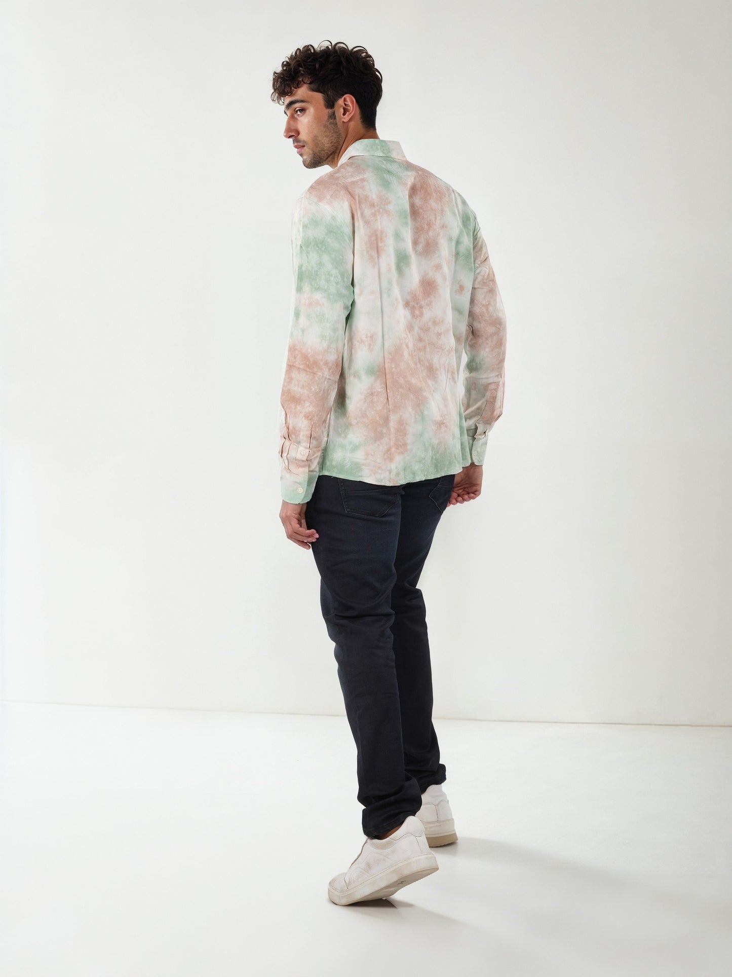 Celio* Tie Dye Regular Fit Viscose Green Shirt