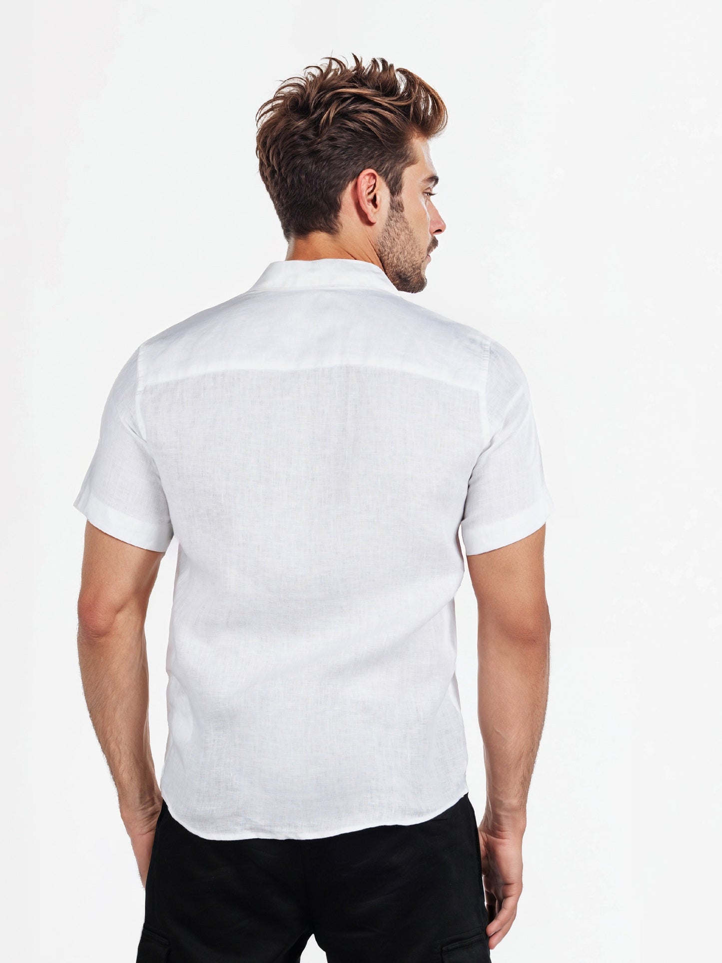 Celio* Solid Regular Fit White Men Linen Shirt