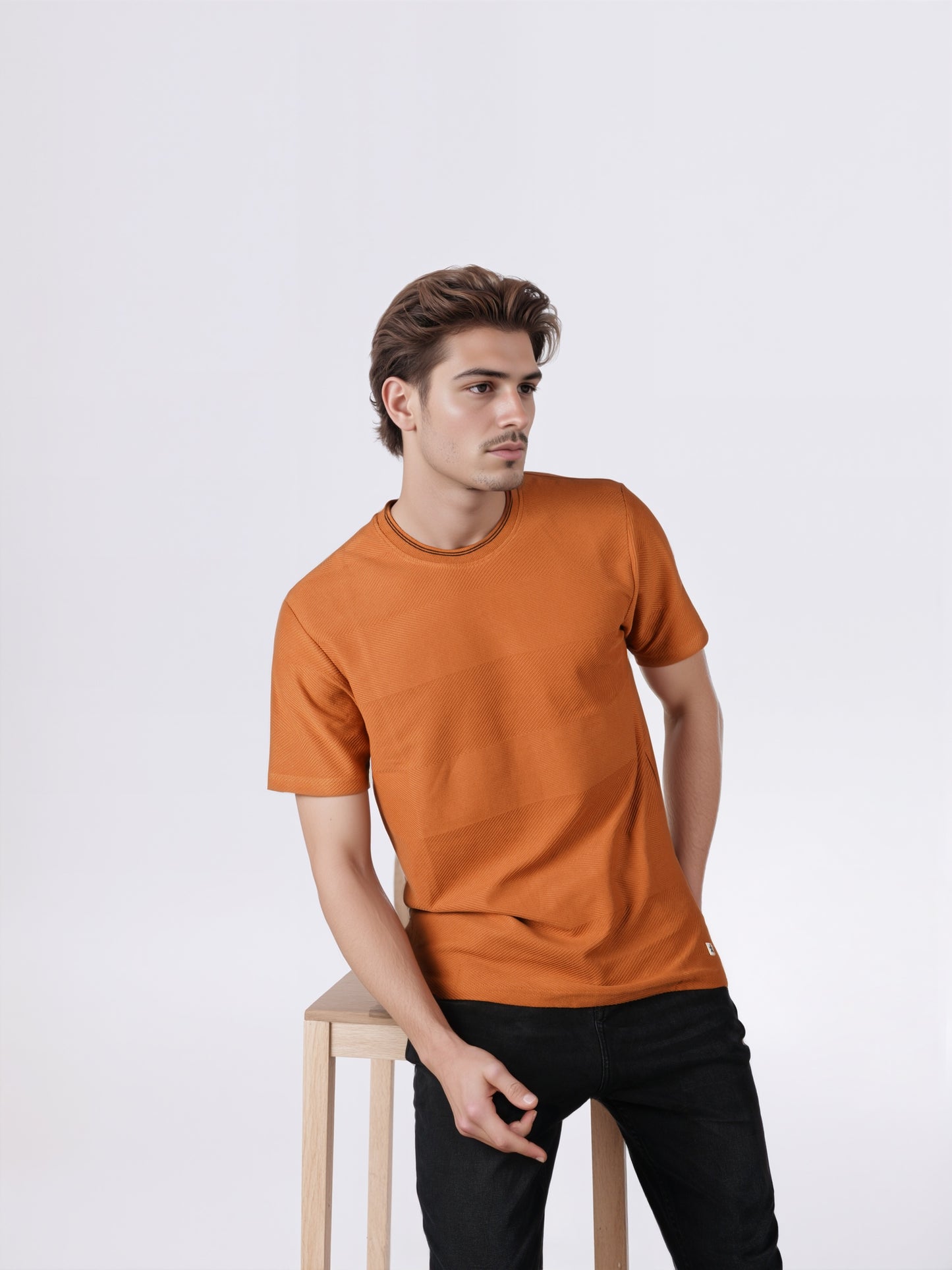 Celio* Men Brown Solid Regular Fit Cotton T-Shirts