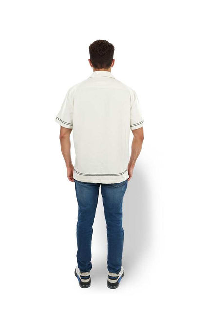 Celio* Embroidered Boxy Fit Cotton Beige Shirt