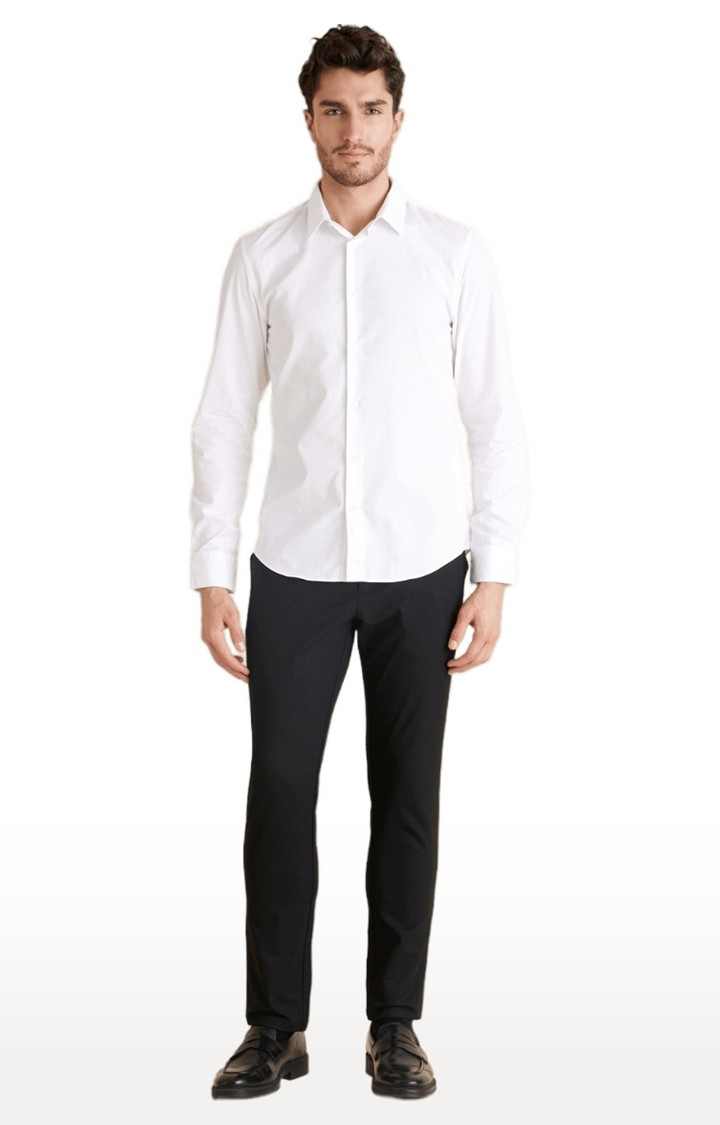 Celio* Solid Regular Fit Cotton White Formal Shirt