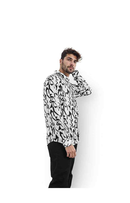 Celio* Printed Regular Fit Linen White Shirt