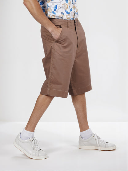Celio* Cotton Regular Fit Brown Bermuda
